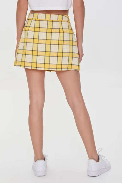 Plaid Cherry Embroidered Skort