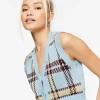 Plaid Cropped Sweater Vest