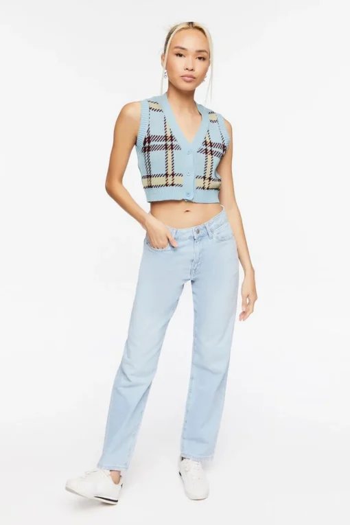 Plaid Cropped Sweater Vest