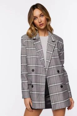 Plaid Double-Breasted Blazer