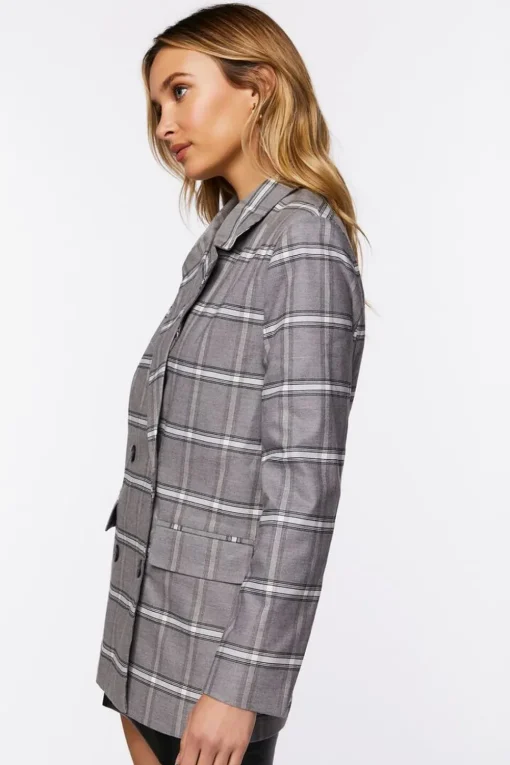 Plaid Double-Breasted Blazer