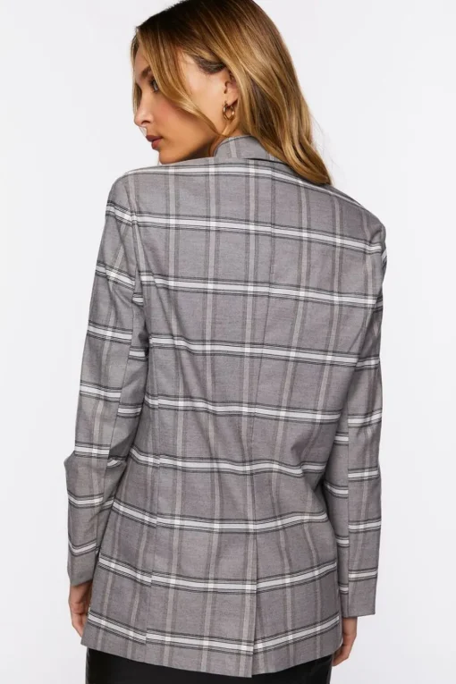 Plaid Double-Breasted Blazer