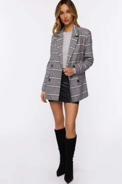 Plaid Double-Breasted Blazer