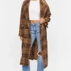 Plaid Double-Breasted Longline Coat