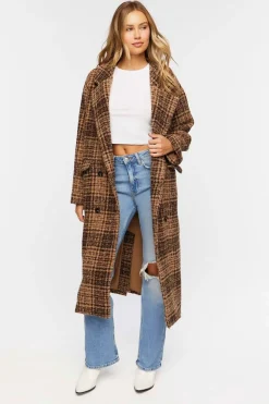 Plaid Double-Breasted Longline Coat