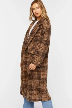 Plaid Double-Breasted Longline Coat