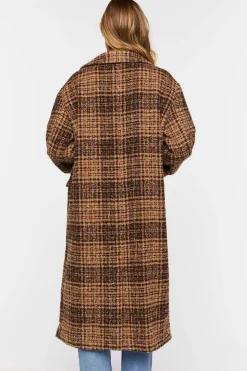 Plaid Double-Breasted Longline Coat