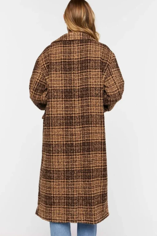 Plaid Double-Breasted Longline Coat