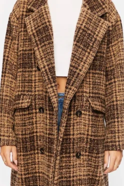 Plaid Double-Breasted Longline Coat
