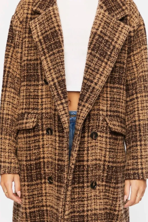 Plaid Double-Breasted Longline Coat