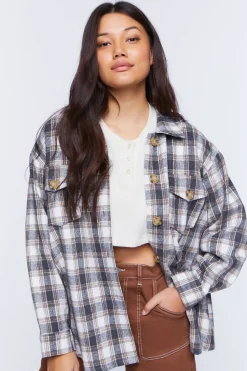Plaid Drop-Sleeve Shacket