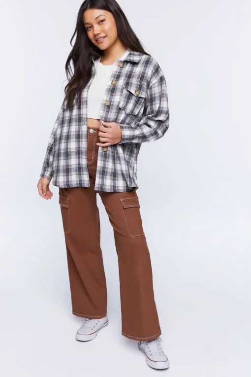 Plaid Drop-Sleeve Shacket