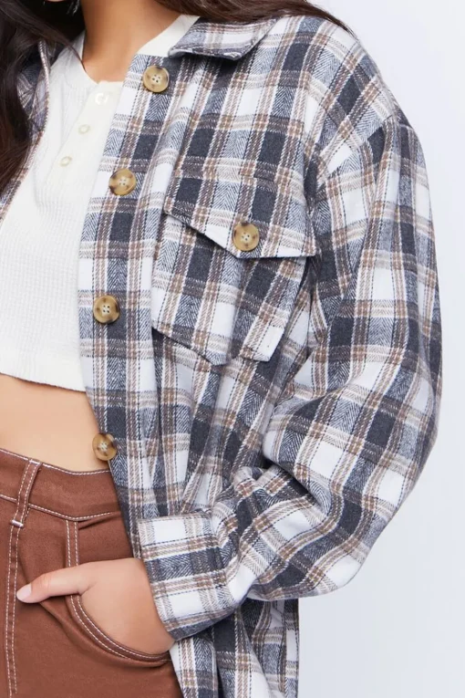 Plaid Drop-Sleeve Shacket