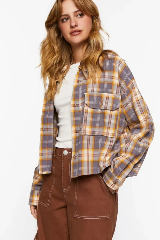 Plaid Drop-Sleeve Shirt
