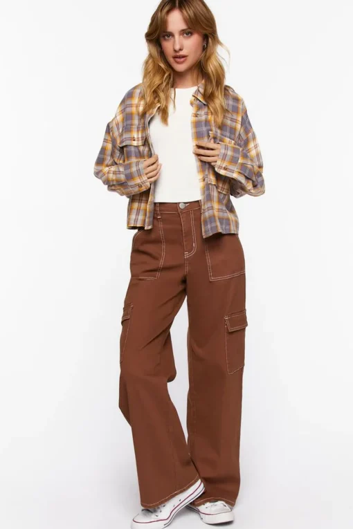 Plaid Drop-Sleeve Shirt