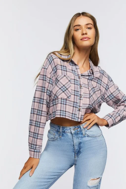 Plaid Flannel Cropped Shirt