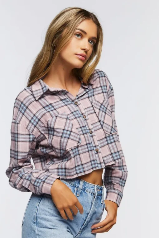 Plaid Flannel Cropped Shirt