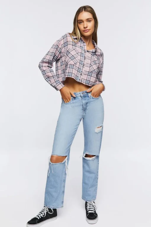 Plaid Flannel Cropped Shirt