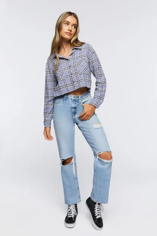 Plaid Flannel Cropped Shirt