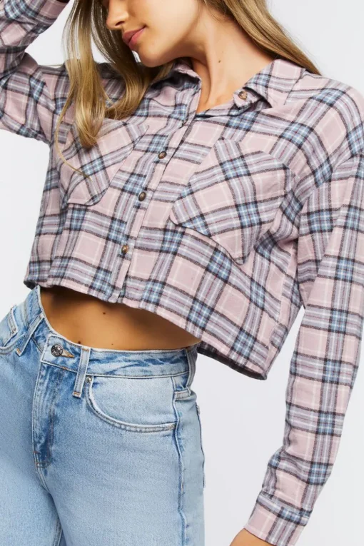 Plaid Flannel Cropped Shirt