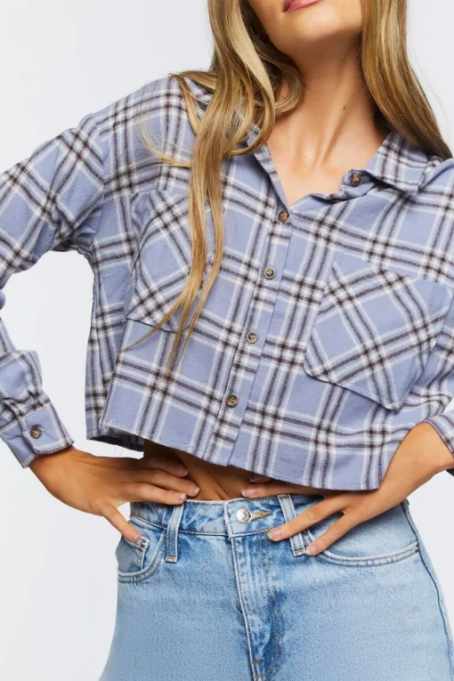 Plaid Flannel Cropped Shirt