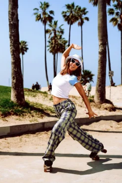 Plaid High-Rise Cargo Pants