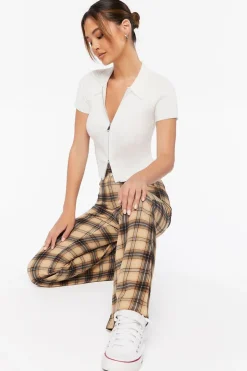 Plaid High-Rise Flare Pants