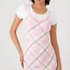 Plaid Lace-Trim Combo Mini Dress