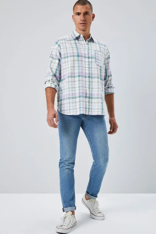 Plaid Linen-Blend Shirt