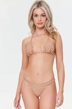 Plaid Low-Rise Bikini Bottoms