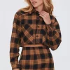 Plaid Shirt & Buttoned Skirt Set