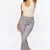 Plaid Split-Hem Flare Pants