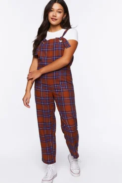 Plaid Straight-Leg Jumpsuit
