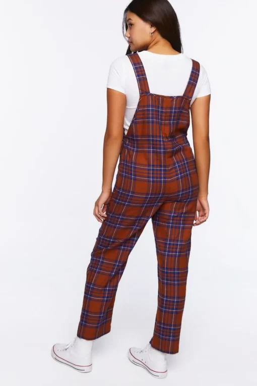 Plaid Straight-Leg Jumpsuit