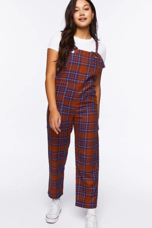 Plaid Straight-Leg Jumpsuit