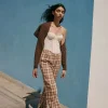 Plaid Straight-Leg Pants