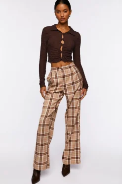 Plaid Straight-Leg Pants