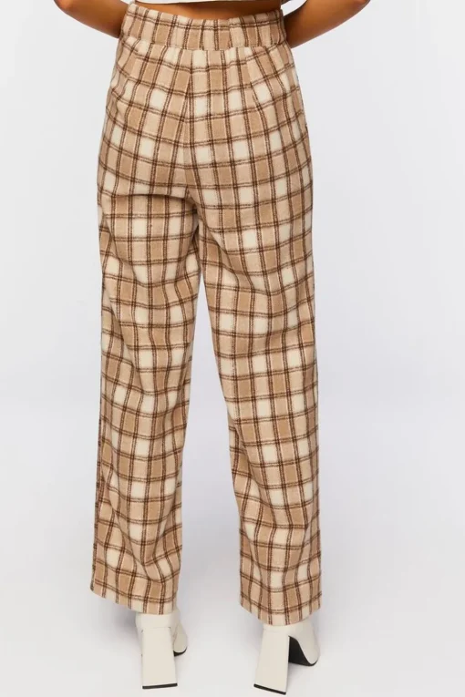 Plaid Straight-Leg Pants