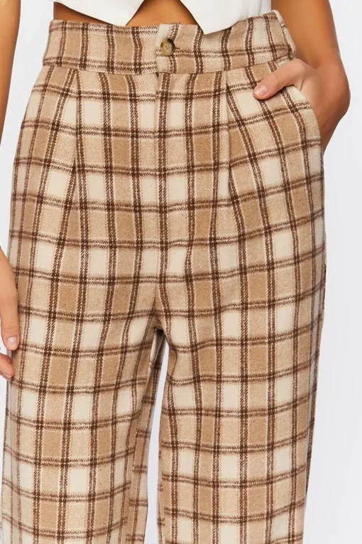 Plaid Straight-Leg Pants