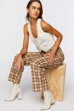 Plaid Straight-Leg Pants