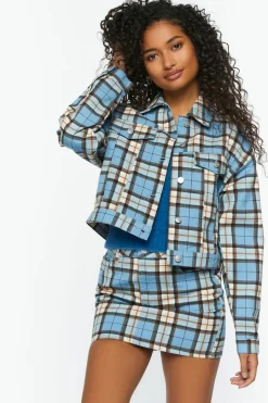Plaid Trucker Jacket & Mini Skirt Set