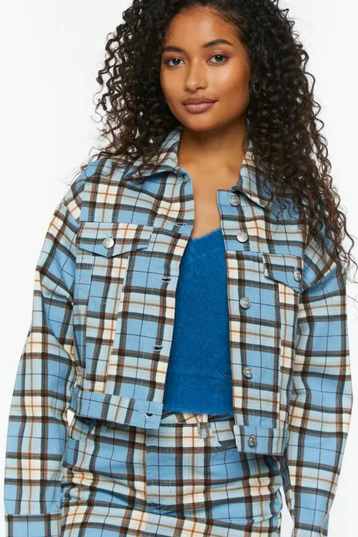 Plaid Trucker Jacket & Mini Skirt Set