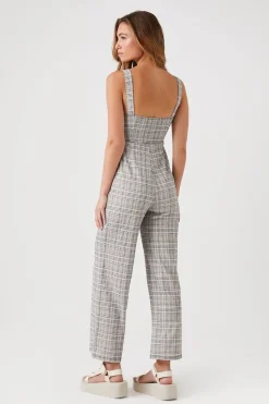 Plaid Wide-Leg Jumpsuit