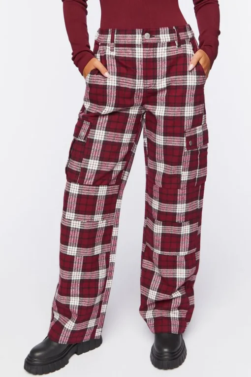 Plaid Wide-Leg Pants
