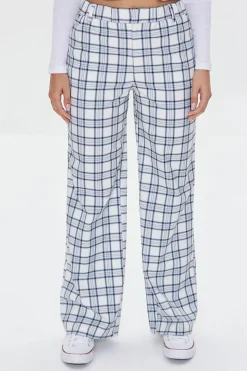 Plaid Wide-Leg Pants