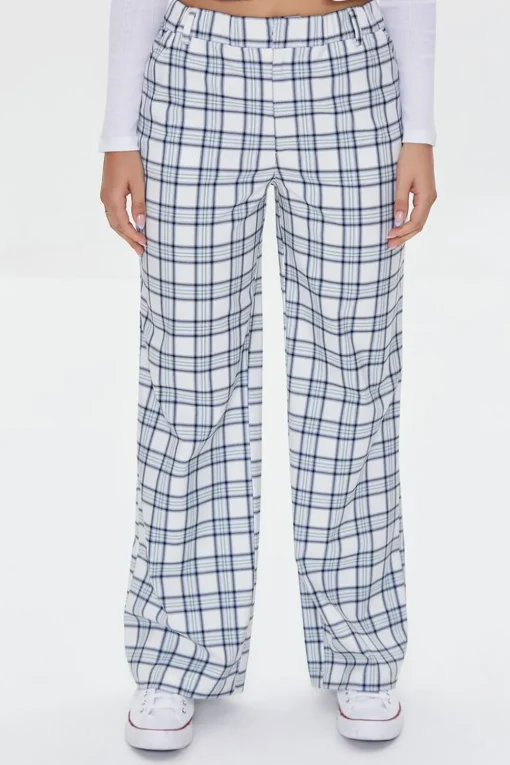 Plaid Wide-Leg Pants