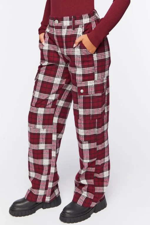 Plaid Wide-Leg Pants