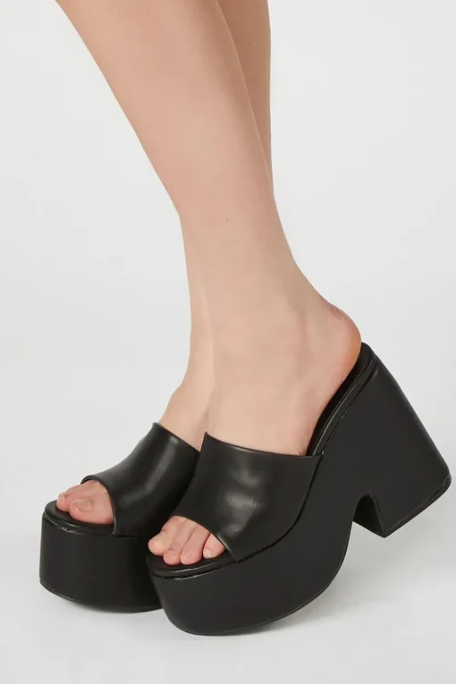 Platform Open-Toe Block Heels