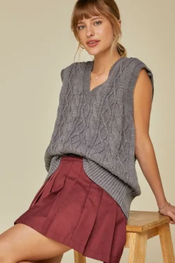 Pleated A-Line Mini Skirt