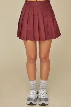 Pleated A-Line Mini Skirt